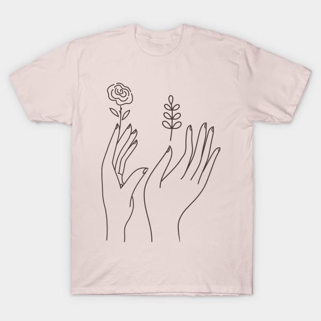 Outline hands with flowers T-Shirt by Artomino